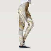 Luxe Marmer Goud Witte Harmonie Abstract Patroon Leggings (Rechts)