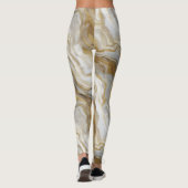 Luxe Marmer Goud Witte Harmonie Abstract Patroon Leggings (Achterkant)