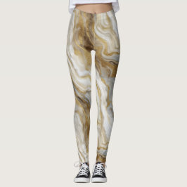 Luxe Marmer Goud Witte Harmonie Abstract Patroon Leggings