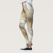 Luxe Marmer Goud Witte Harmonie Abstract Patroon Leggings (Links)