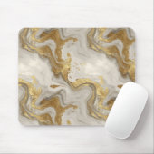 Luxe Marmer Goud Witte Harmonie Abstract Patroon Muismat (Met muis)