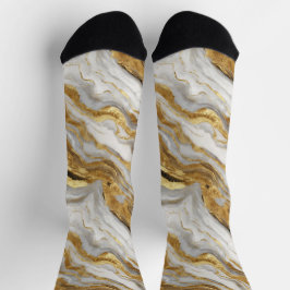 Luxe Marmer Goud Witte Harmonie Abstract Patroon Sokken