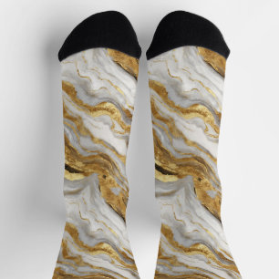 Luxe Marmer Goud Witte Harmonie Abstract Patroon Sokken