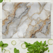 Luxe Marmer Goud Witte Harmonie Abstract Patroon Theedoek (Gevouwen)