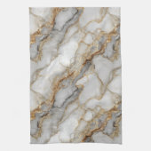 Luxe Marmer Goud Witte Harmonie Abstract Patroon Theedoek (Verticaal)