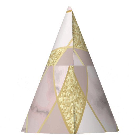 Luxe marmer gouden geometrische feesthoedjes (Achterkant)