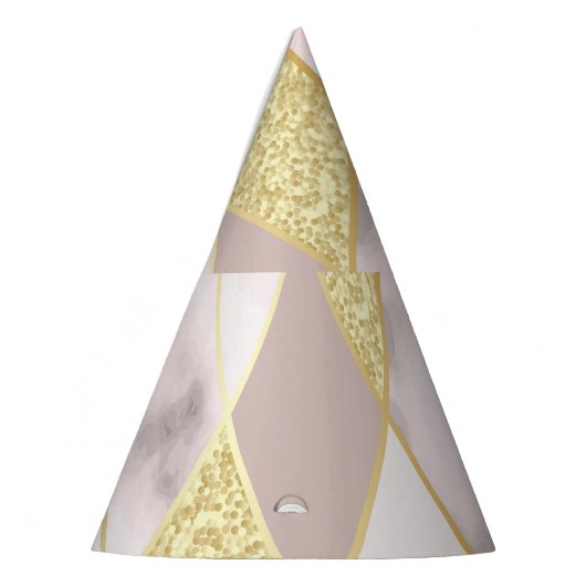 Luxe marmer gouden geometrische feesthoedjes (Links)