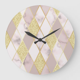 Luxe marmer gouden geometrische grote klok