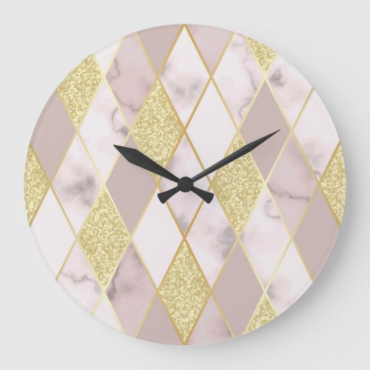 Luxe marmer gouden geometrische grote klok (Voorkant)