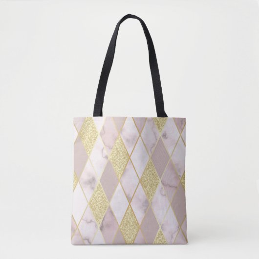 Luxe marmer gouden geometrische tote bag (Voorkant)