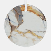 Luxe marmer: gouden Italiaanse textuur Glas Ornament (Achterkant)