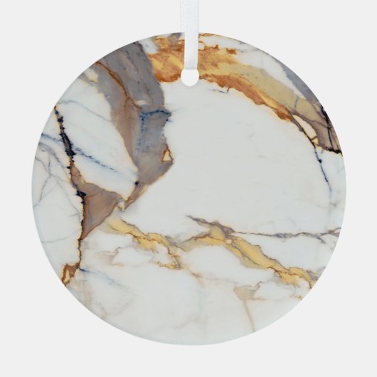 Luxe marmer: gouden Italiaanse textuur Glas Ornament (Achterkant)