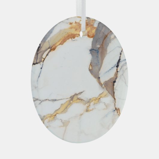 Luxe marmer: gouden Italiaanse textuur Glas Ornament (Voorkant Rechts)