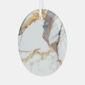 Luxe marmer: gouden Italiaanse textuur Glas Ornament (Voorkant links)