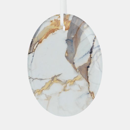 Luxe marmer: gouden Italiaanse textuur Glas Ornament (Voorkant links)