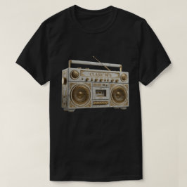 Luxe marmer & gouden vintage 90s-boomboxradio t-shirt