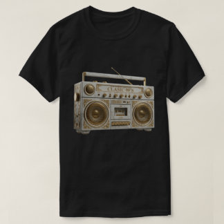Luxe marmer & gouden vintage 90s-boomboxradio t-shirt