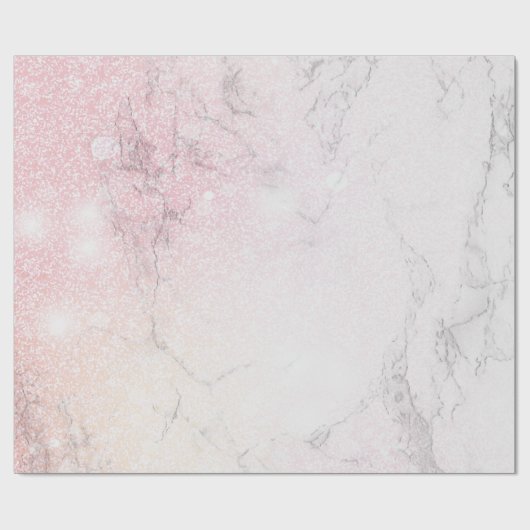Luxe marmer met roos glitter cadeaupapier (Vlak)