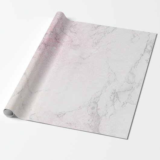 Luxe marmer met roze glitter cadeaupapier (Uitgerold)