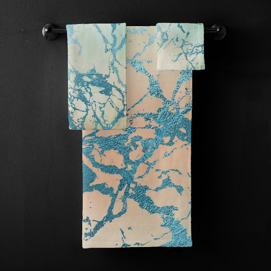 Luxe marmer | Mooie geel en koraal Blauwgroen ader Bad Handdoek