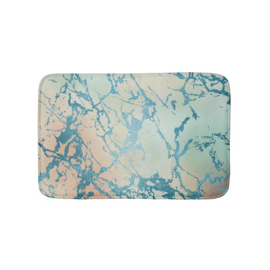Luxe marmer | Mooie geel en koraal Blauwgroen ader Badmat (Voorkant)