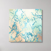 Luxe marmer | Mooie geel en koraal Blauwgroen ader Canvas Afdruk (Voorkant)