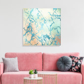 Luxe marmer | Mooie geel en koraal Blauwgroen ader Canvas Afdruk (Insitu (Woonkamer))