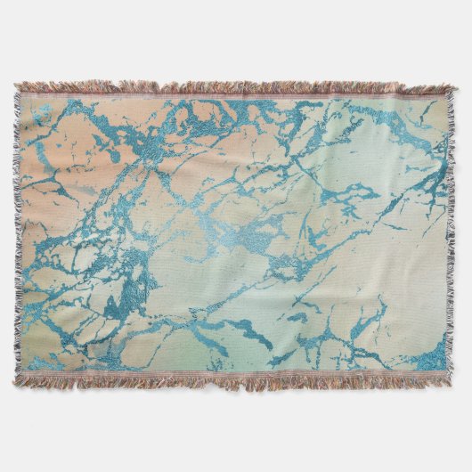 Luxe marmer | Mooie geel en koraal Blauwgroen ader Deken (Voorkant)