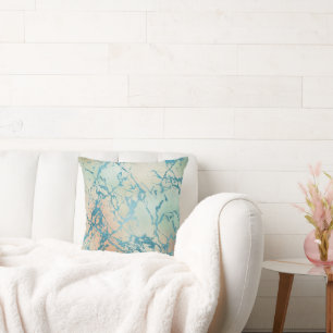 Luxe marmer Mooie geel en koraal Blauwgroen ader Kussen