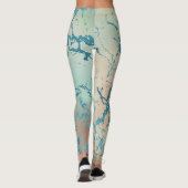 Luxe marmer | Mooie geel en koraal Blauwgroen ader Leggings (Achterkant)