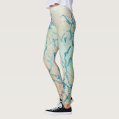 Luxe marmer | Mooie geel en koraal Blauwgroen ader Leggings (Links)