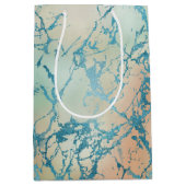 Luxe marmer | Mooie geel en koraal Blauwgroen ader Medium Cadeauzakje (Voorkant)