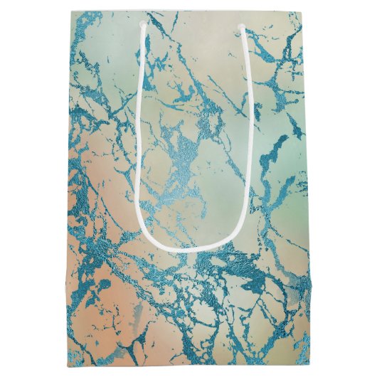 Luxe marmer | Mooie geel en koraal Blauwgroen ader Medium Cadeauzakje (Achterkant)