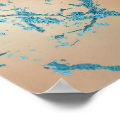 Luxe marmer | Mooie geel en koraal Blauwgroen ader Poster (Hoek)