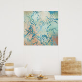 Luxe marmer | Mooie geel en koraal Blauwgroen ader Poster (Keuken)