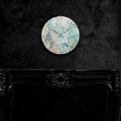 Luxe marmer | Mooie geel en koraal Blauwgroen ader Ronde Klok