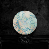 Luxe marmer | Mooie geel en koraal Blauwgroen ader Ronde Klok