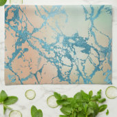 Luxe marmer | Mooie geel en koraal Blauwgroen ader Theedoek (Gevouwen)