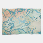 Luxe marmer | Mooie geel en koraal Blauwgroen ader Theedoek (Horizontaal)