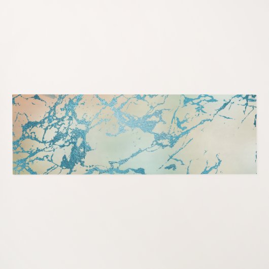 Luxe marmer | Mooie geel en koraal Blauwgroen ader Yogamat (Achterkant (horizontaal))