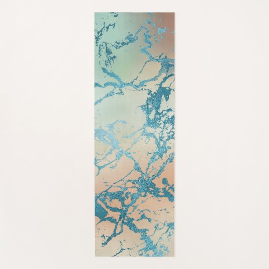 Luxe marmer | Mooie geel en koraal Blauwgroen ader Yogamat (Voorkant)
