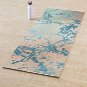 Luxe marmer   Mooie geel en koraal Blauwgroen ader Yogamat
