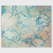 Luxe Marmer | Mooie Gele en Koraal Teal Ader Cadeaupapier (Vlak)