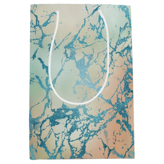 Luxe Marmer | Mooie Gele en Koraal Teal Ader Medium Cadeauzakje (Voorkant)