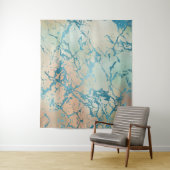 Luxe Marmer | Mooie Koraal en Turkoois Achtergrond Wandkleed (In situ)