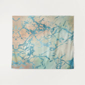 Luxe Marmer | Mooie Koraal en Turquoise Achtergron Wandkleed (Voorkant (horizontaal))