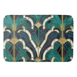 Luxe Marmer Mozaïek Art Deco Blauw Goud & Turkoois Badmat