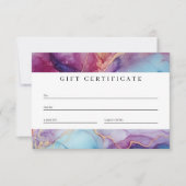 Luxe Marmer Paarse Blauwgroen Zakelijke Cadeaubon (Voorkant)