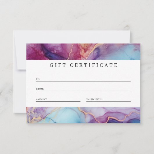 Luxe Marmer Paarse Blauwgroen Zakelijke Cadeaubon (Voorkant)