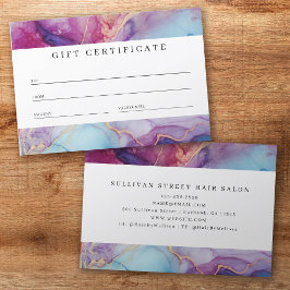 Luxe Marmer Paarse Blauwgroen Zakelijke Cadeaubon